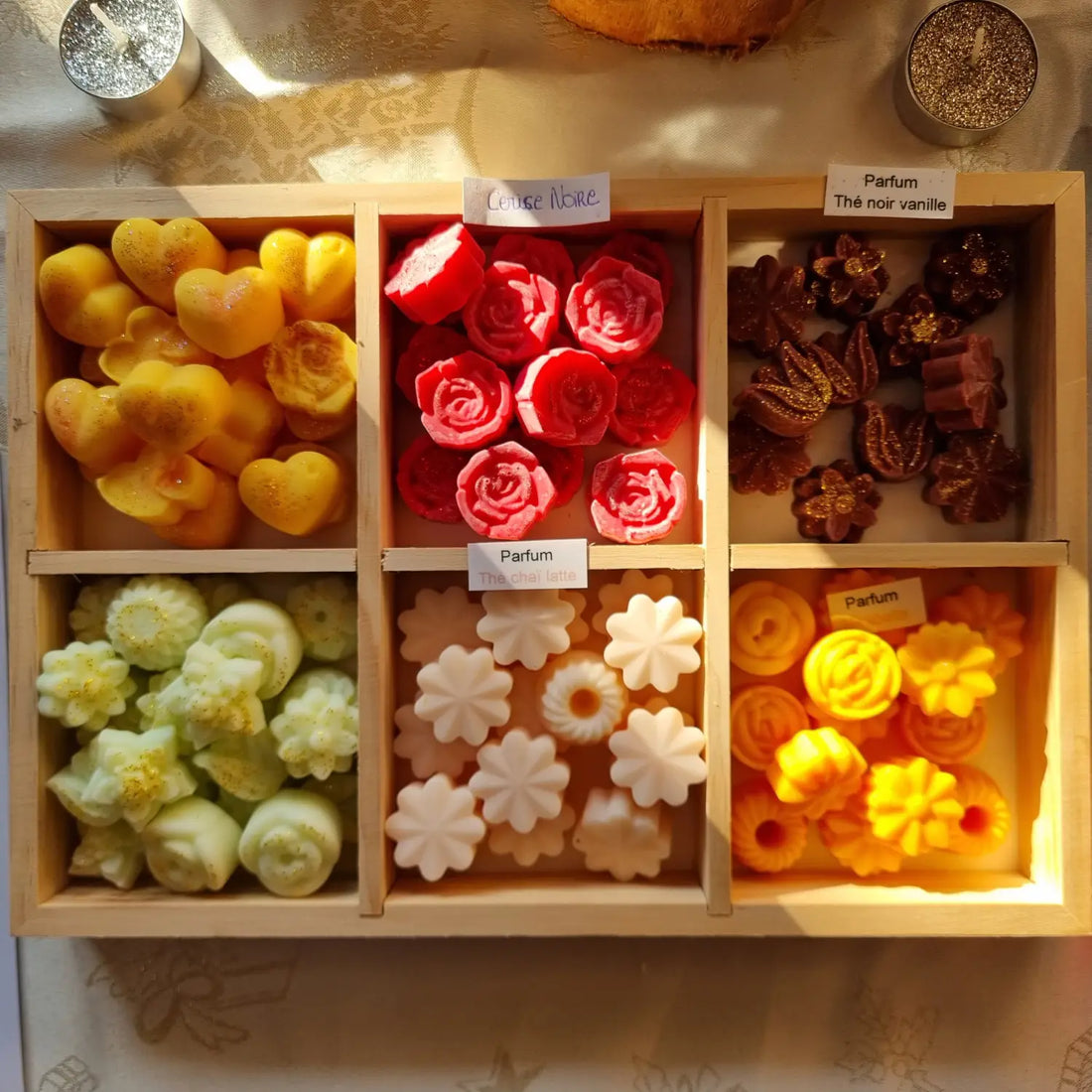 Plateau de fondants parfumés avec plusieurs senteurs