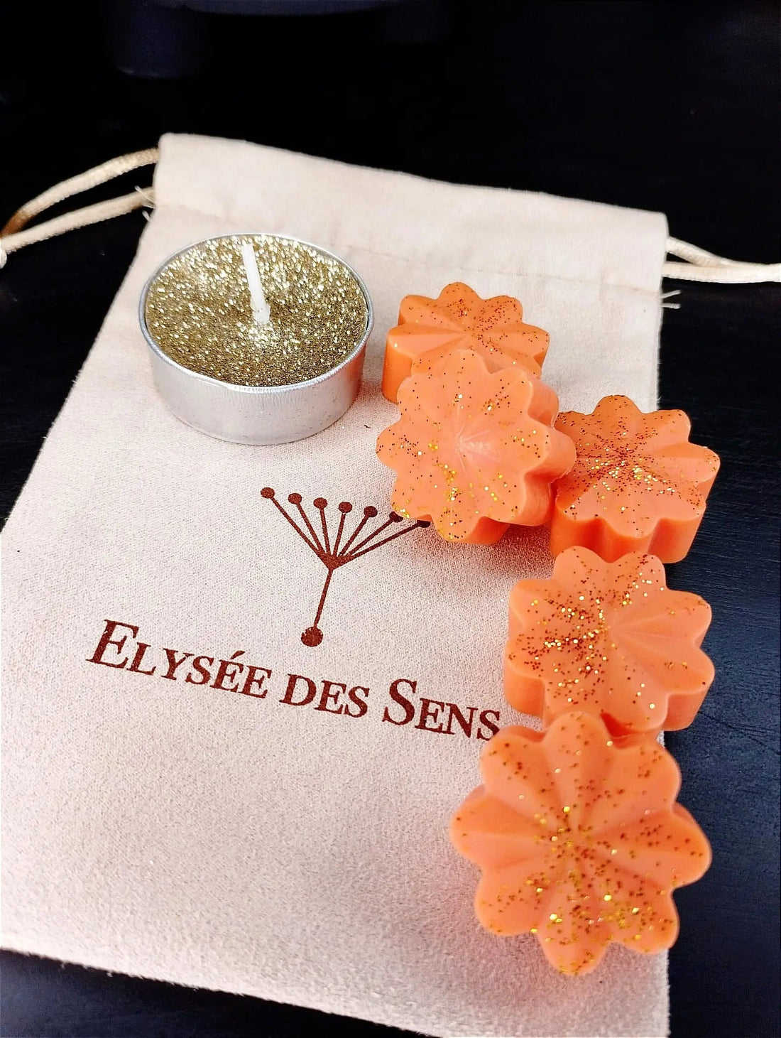 Fondants parfumés sur un pochon elysée des sens